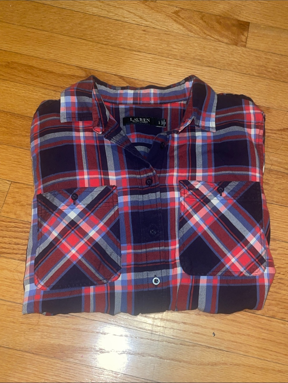 Lauren Ralph Lauren button up T-Shirt size large plaid button down